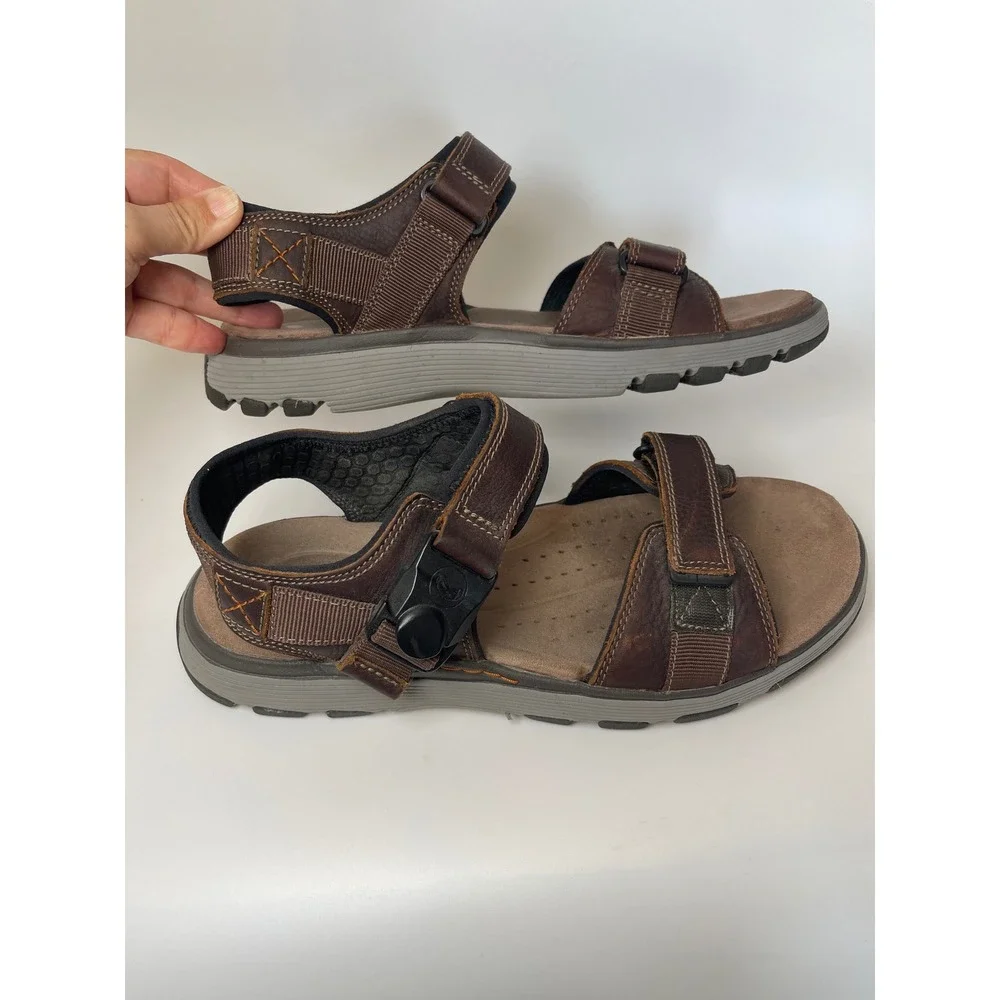 Clarks Unstructured Mens Brown Leather Sandals Size 10 Casual Gorpcore